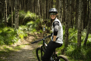 a person preparing for mountain biking in the cascades trail