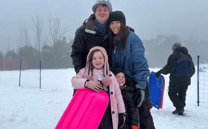 family in the snow