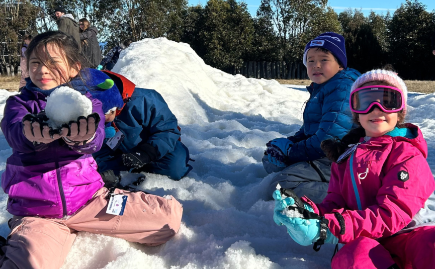 children playing in snow