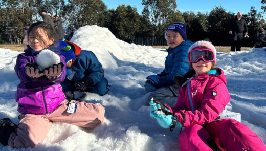 children playing with snow