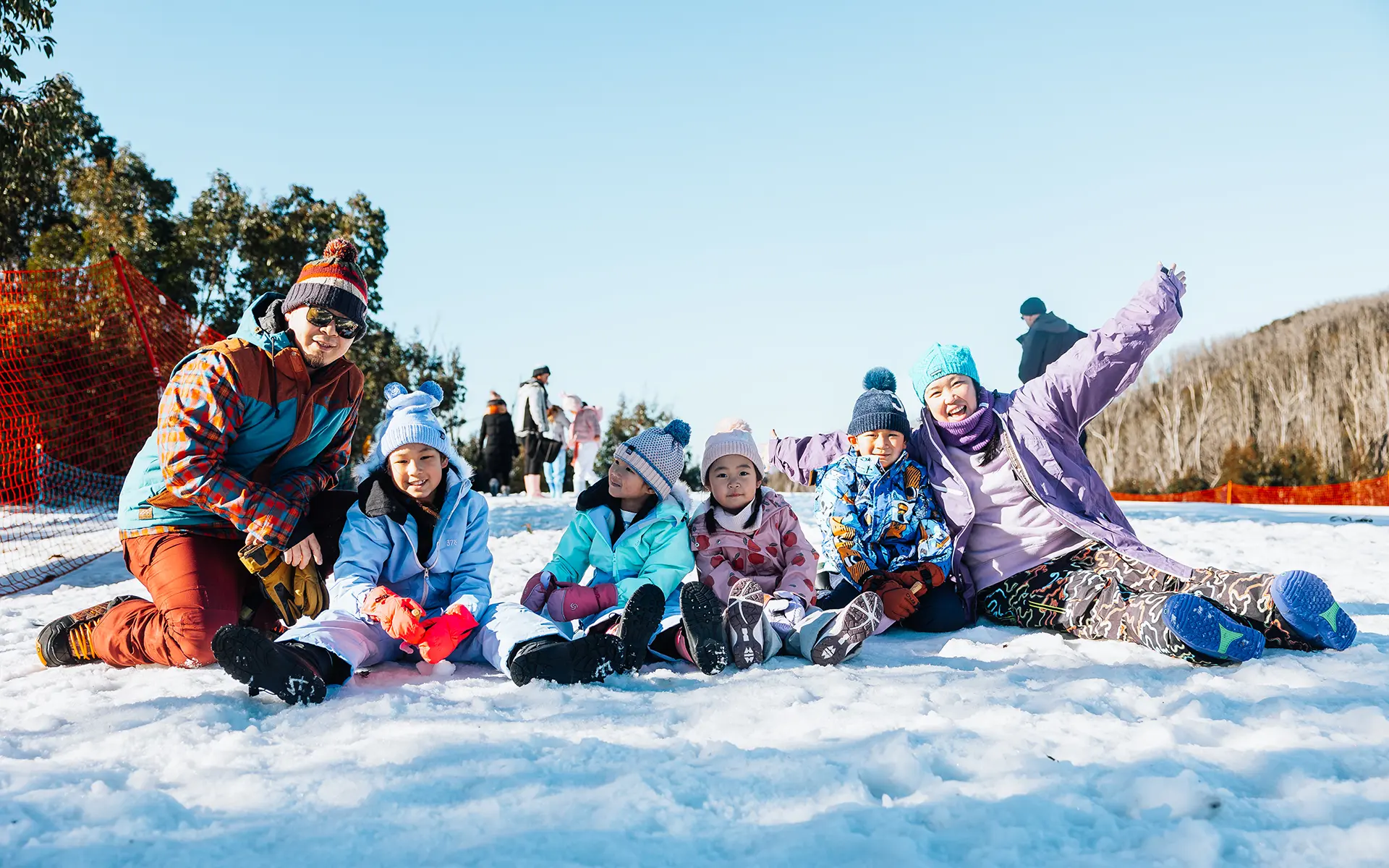 Family happy in snow